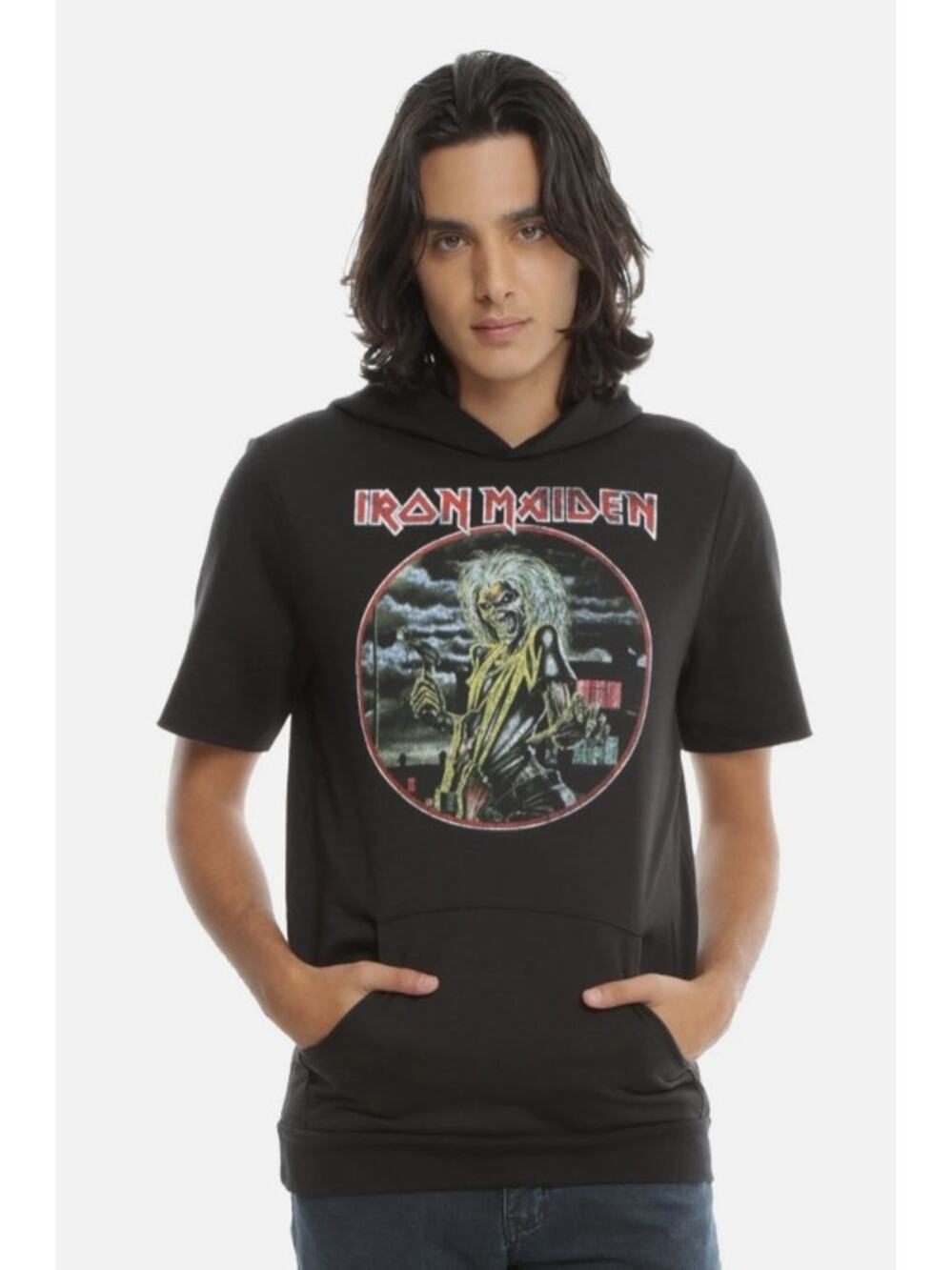 Iron Maiden Short Sleeve Pullover Black Hoodie - Size Small